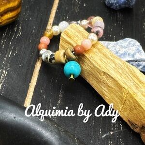 Dalmatian Jasper beaded handmade charms ring multi stones